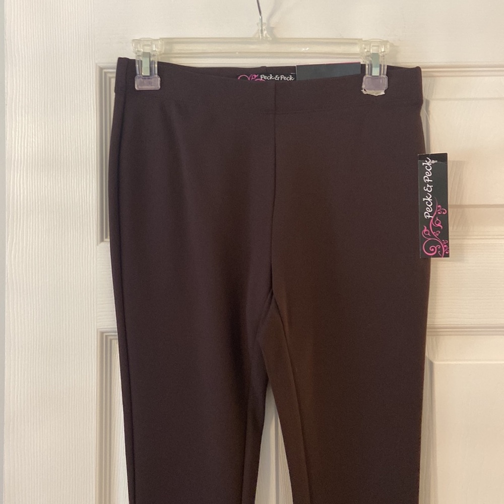 Peck & Peck Ultimate Knit Slim Pant size 4 color brown brand new inseam 28” - Picture 2 of 8